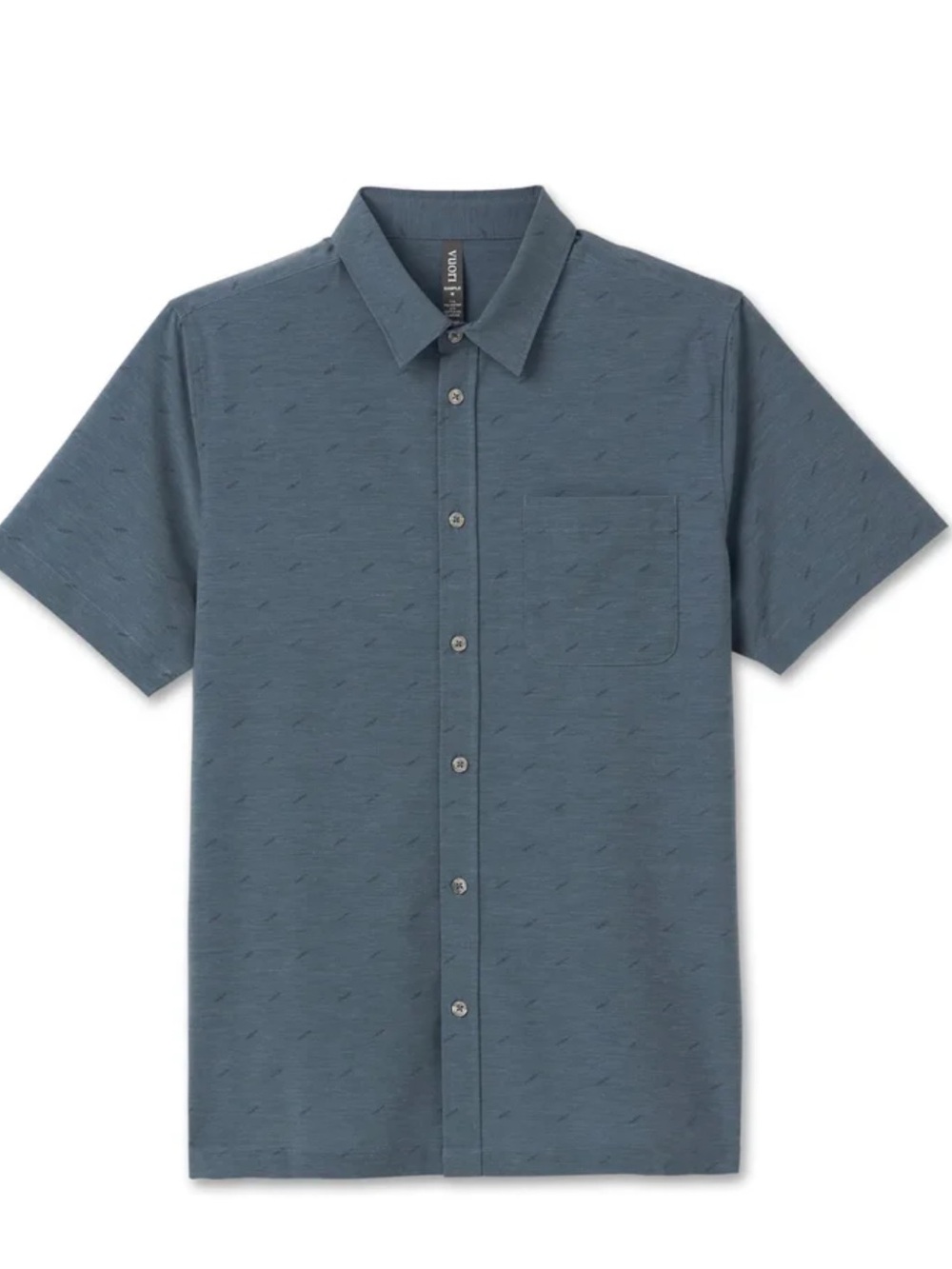 Vuori Men's woven bridge Short-Sleeve Button-Down Shirt in Slate Blue L